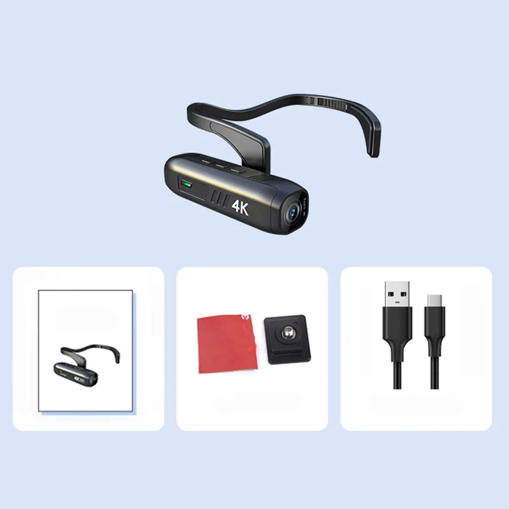 Andoer Camcorder 4K Head Mounted Camera EP6 Wearable Video Camera FHD 1080P 60FPS Vlog Camera Recorder WiFi Hands-Off Camera Webcam