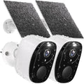 2Pack Security Cameras Wireless Outdoor with Solar Panel Cameras for Home Security, 2K Home Camera with Color Night Vision, AI Motion Detection, Two-Way Audio, IP65 Waterproof, SD Card/Cloud Storage