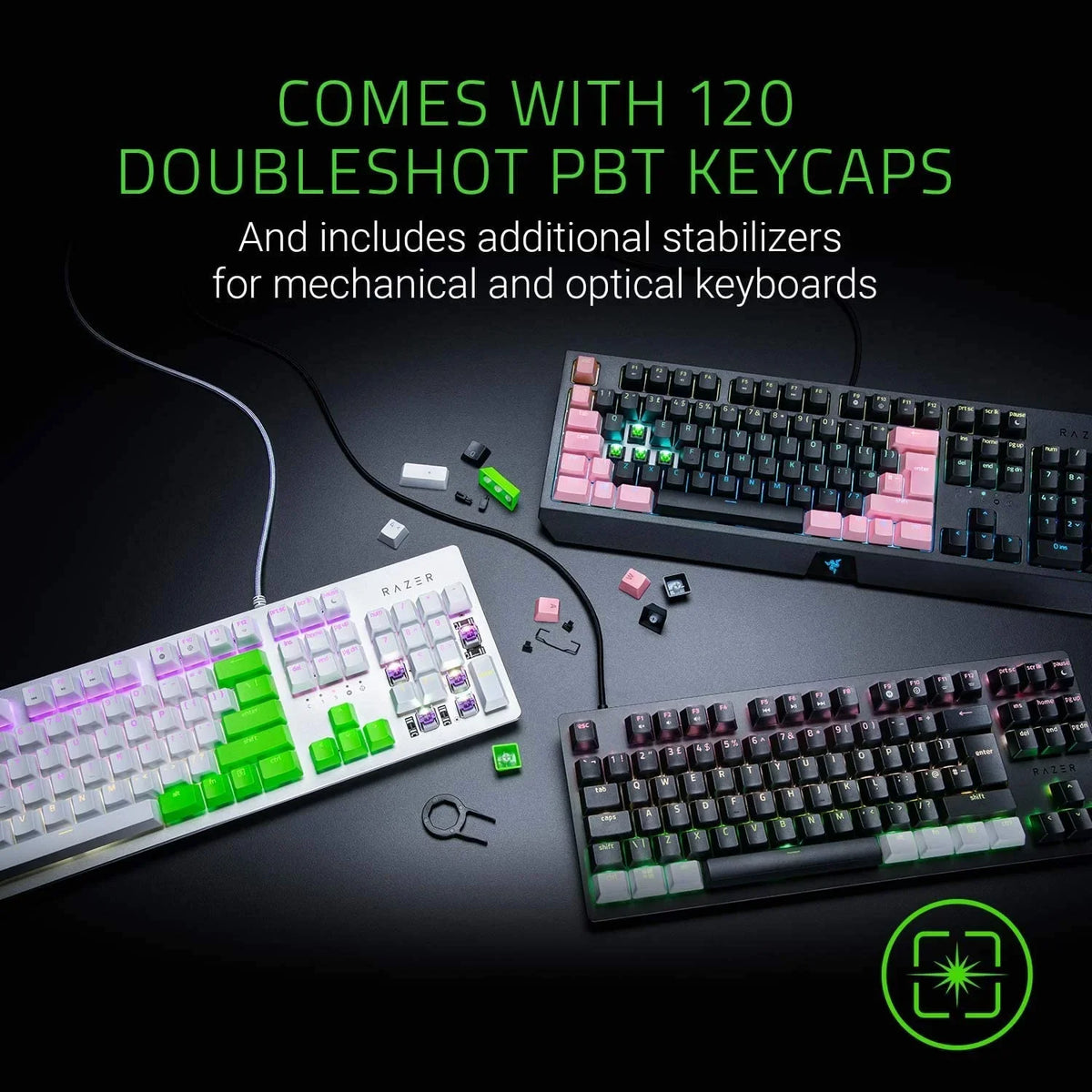 Doubleshot PBT Keycap Upgrade Set for Mechanical & Optical Keyboards: Compatible with Standard 104/105 US and UK layouts - Classic dark