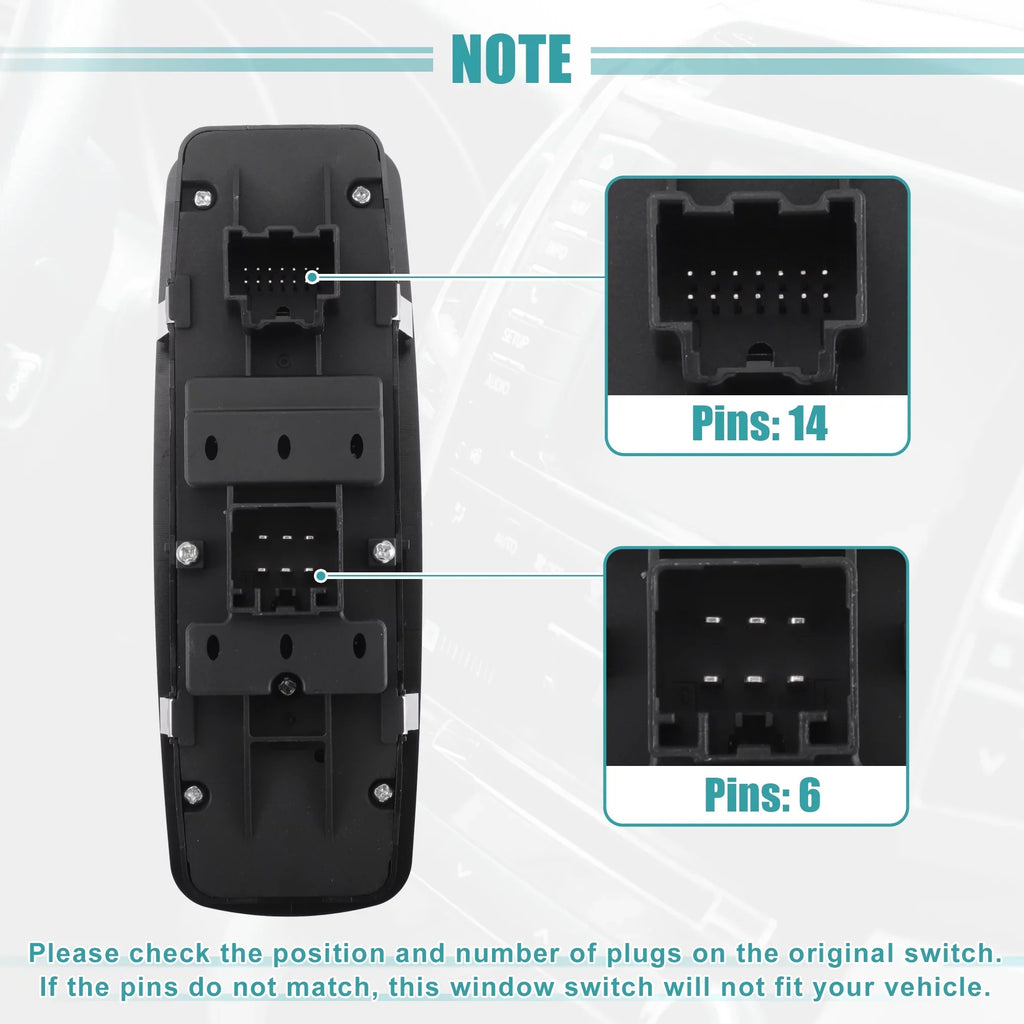 Unique Bargains Front Left Driver Side Master Power Window Switch for Dodge Journey 2017 2018 2019 68307001AA ebony