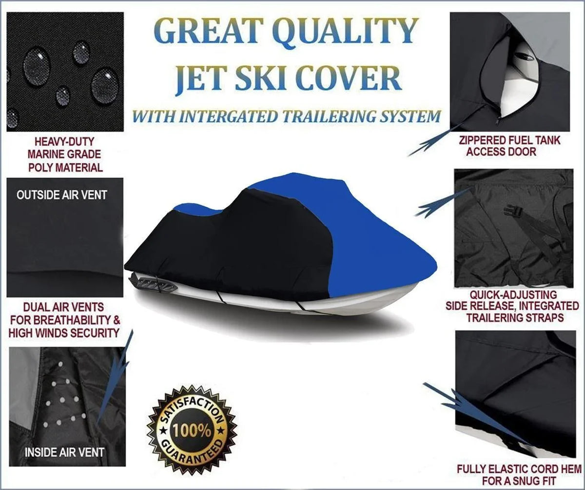 ebony / BLUE HEAVY-DUTY, PWC 600D JET SKI Cover Compatible for Sea Doo Sea-Doo Bombardier RX DI 2000 2001 2002 2003