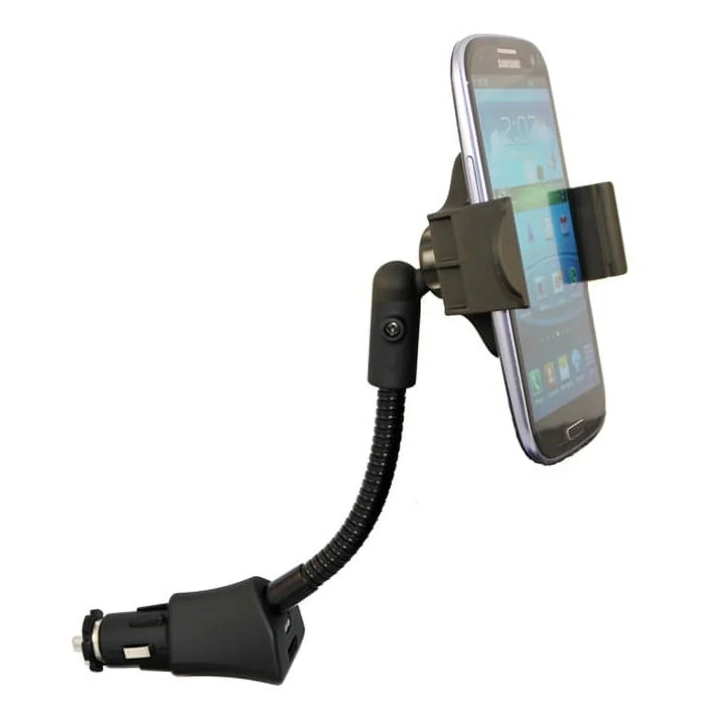 Car Mount Charger Socket Holder with USB Port Dock Cradle Gooseneck Swivel ebony 3D for  Stylo 3, V10 V20 - Motorola Droid Turbo 2, Moto Z Droid Force Droid -  Galaxy J3 J5 J7, Note 3 4 5