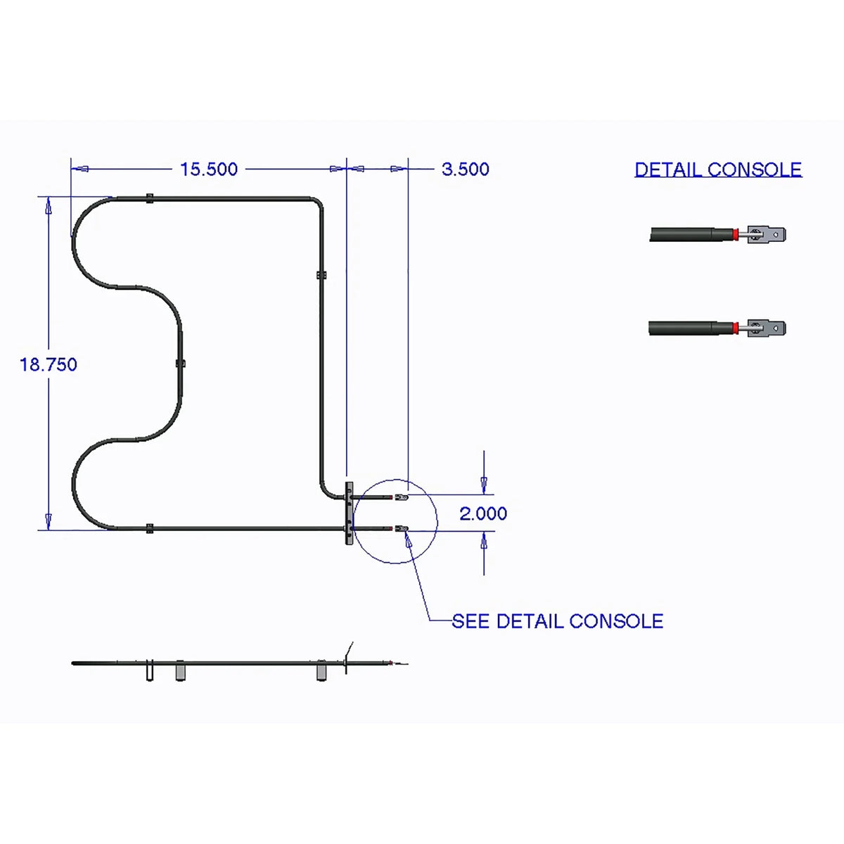 Range Kleen 7534 Replacement Bake Element 1939.2585W 208.24V