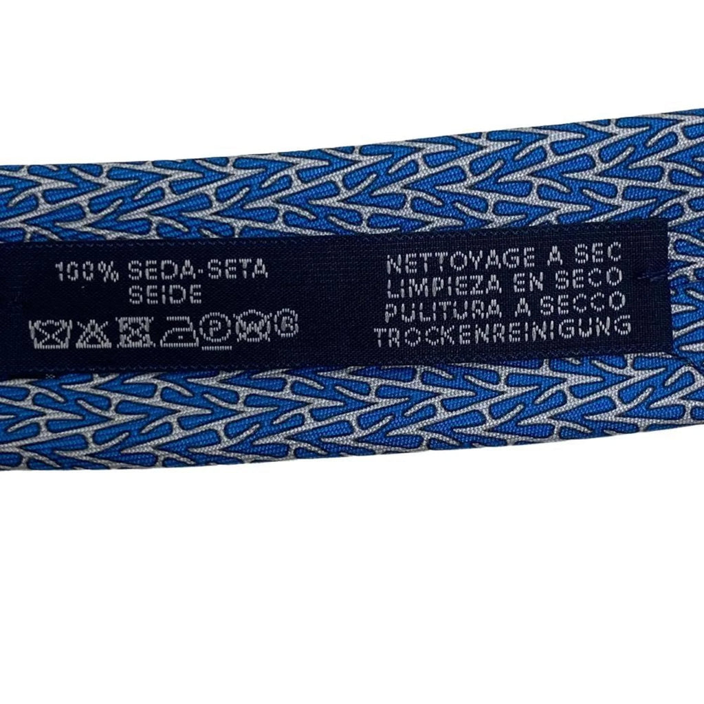 Pre-Owned HERMES H-roll necktie, blue, men's Z0006122 (Like New)