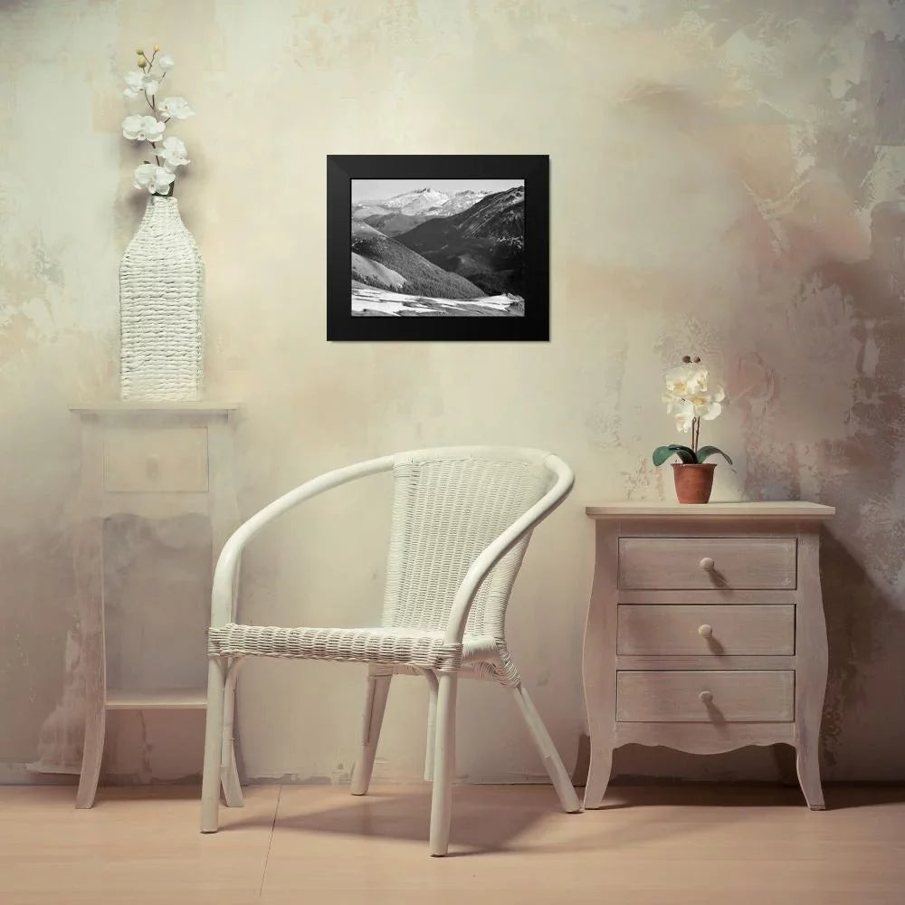 1941-1942. Adams, Ansel 14x12 ebony Modern Framed Museum Art Print Titled - Longs Peak in Rocky Mountain National Park, Colorado, ca