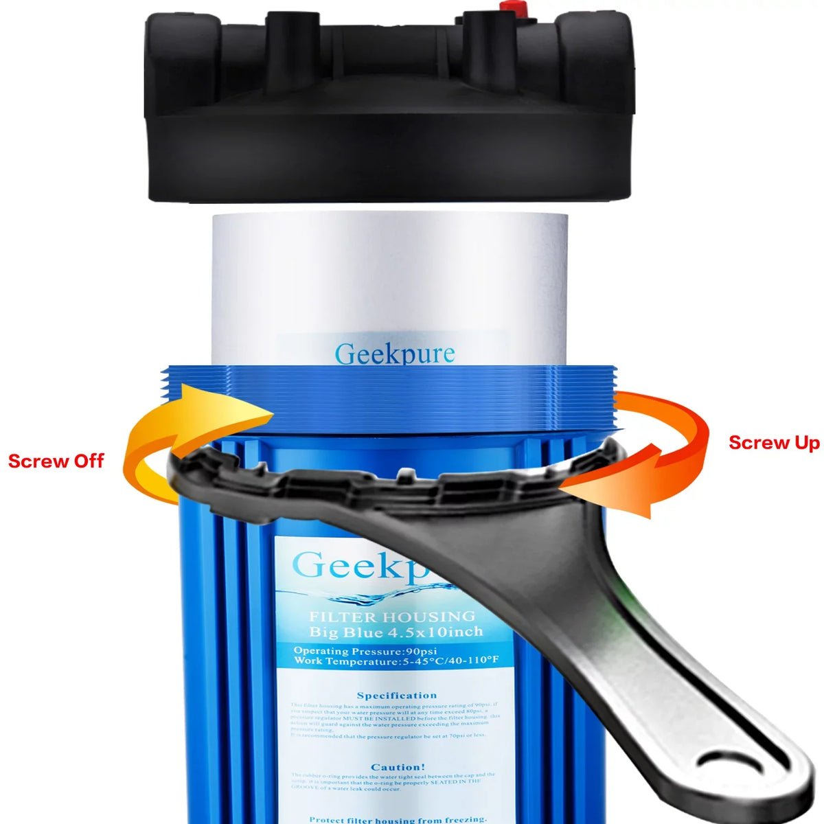 20 1 inch Big Blue Water Filter Housing 1" Outlet/Inlet with Wrench & Bracket -4.5" x 20"