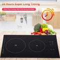 VAHIGCY Induction Cooktop 2 Burner | 110V Vertical Electric Stove Top | Portable Ceramic Glass Countertop Induction Burner for Simmer, Steam, Slow Cook, Fry and Most Cookware