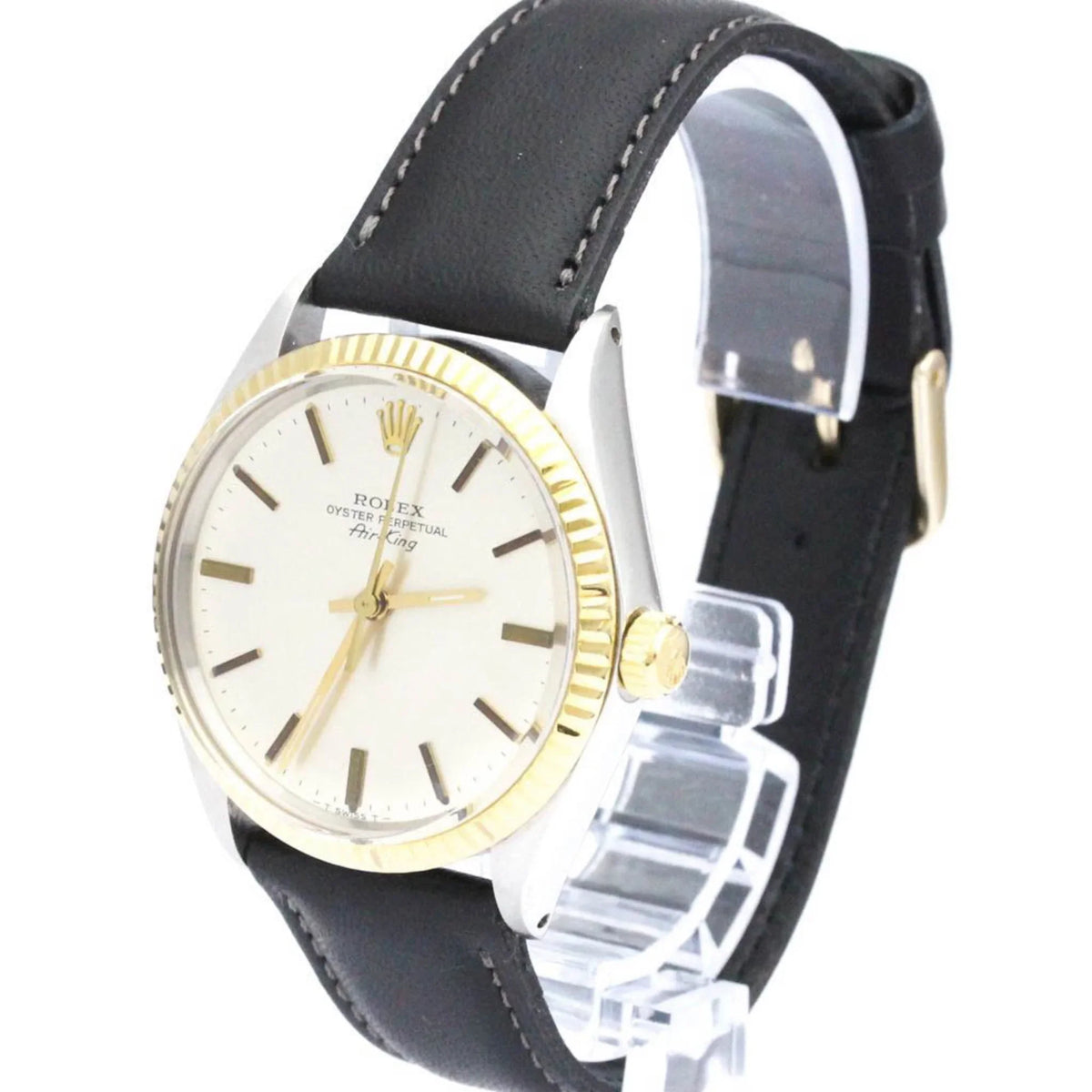 Authenticated Used Vintage ROLEX Oyster Perpetual Airking Steel 18K Yellow Gold Mens Watch BF560275