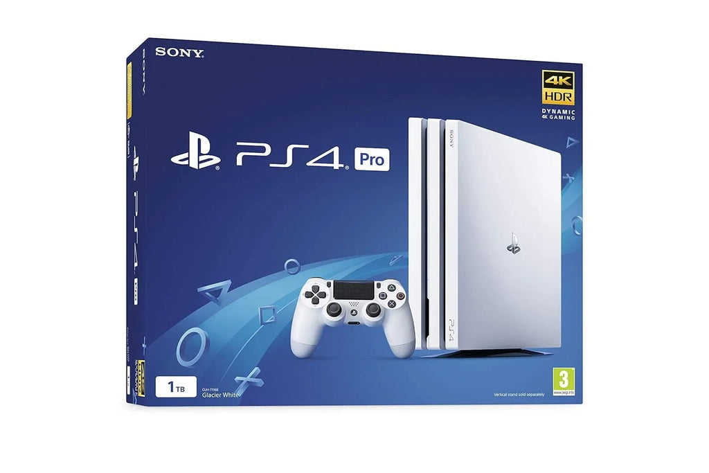 Pre-Owned  PlayStation 4 Pro 1TB Gaming Console Glacier White Headset 2 Controller With BOLT AXTION Cleaning Kit Bundle (Refurbished: Like New)