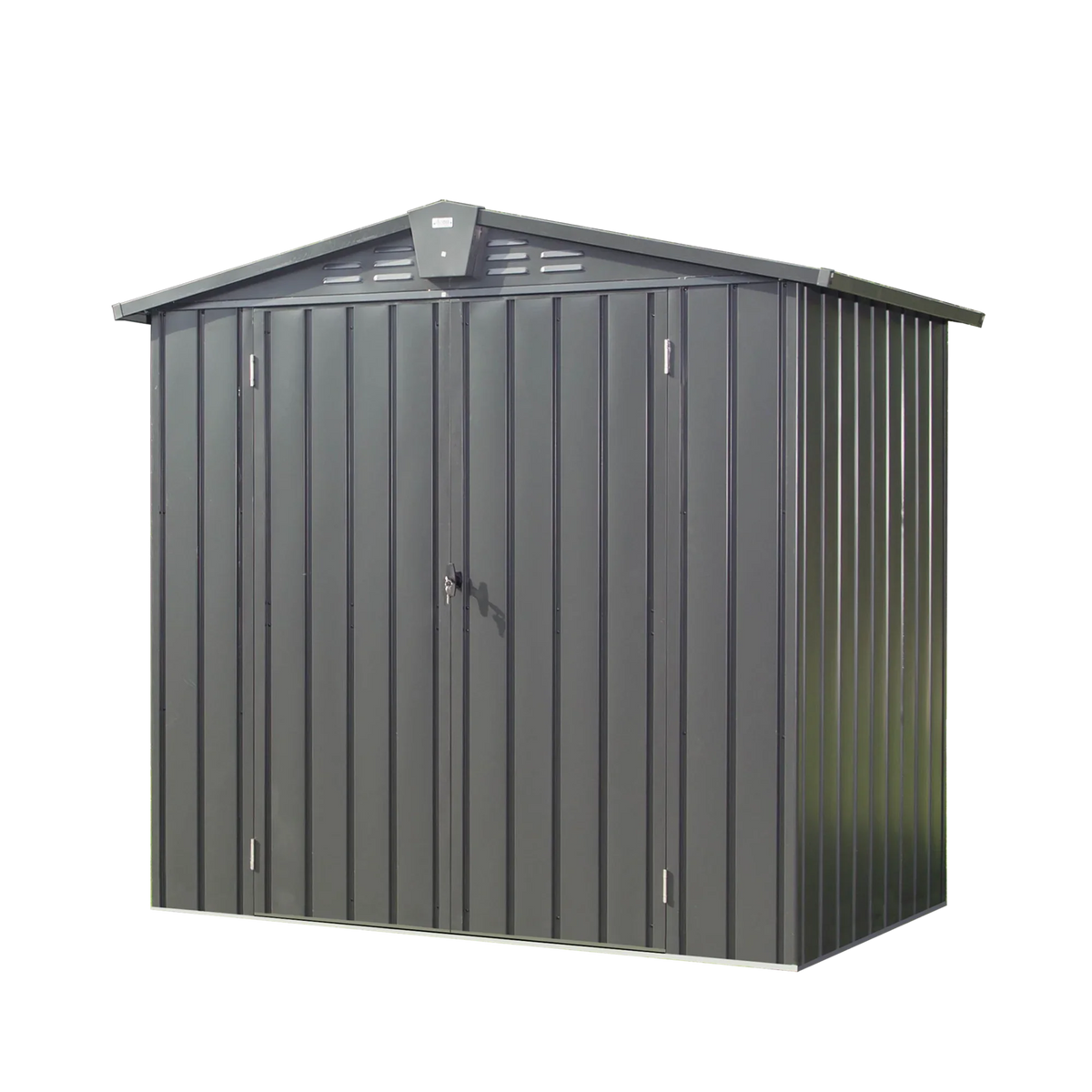 Capri 6.5'x 4.2' Outdoor Storage Shed, Metal Garden Shed for Bike, Trash Can, Tools, Lawn Mowers,Galvanized Steel Outdoor Storage Cabinet with Lockable Door for Backyard, Patio, Lawn, dark