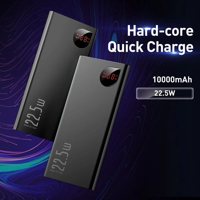 Baseus Portable Charger 10000mAh Power Bank 22.5W Fast Charging Battery Pack with Dual USB Ports, charcoal
