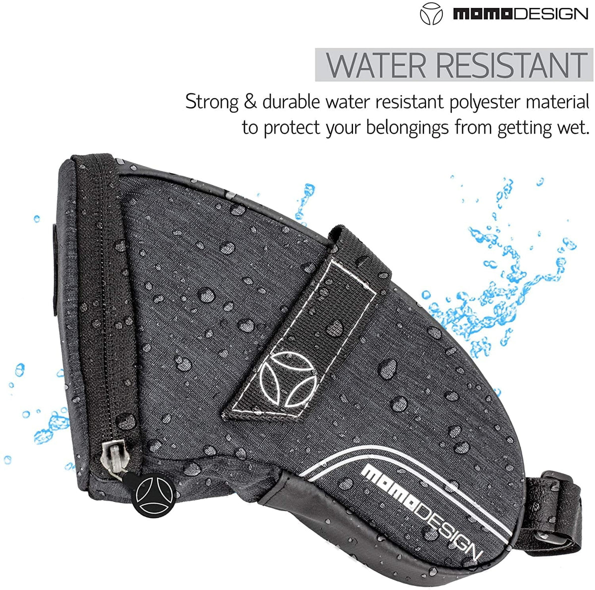 MOMODESIGN Bike  Saddle Bag  Weather Safe  Perfect for Storage  Led Tail Light & Reflective Design  Capacity of 1.2 L