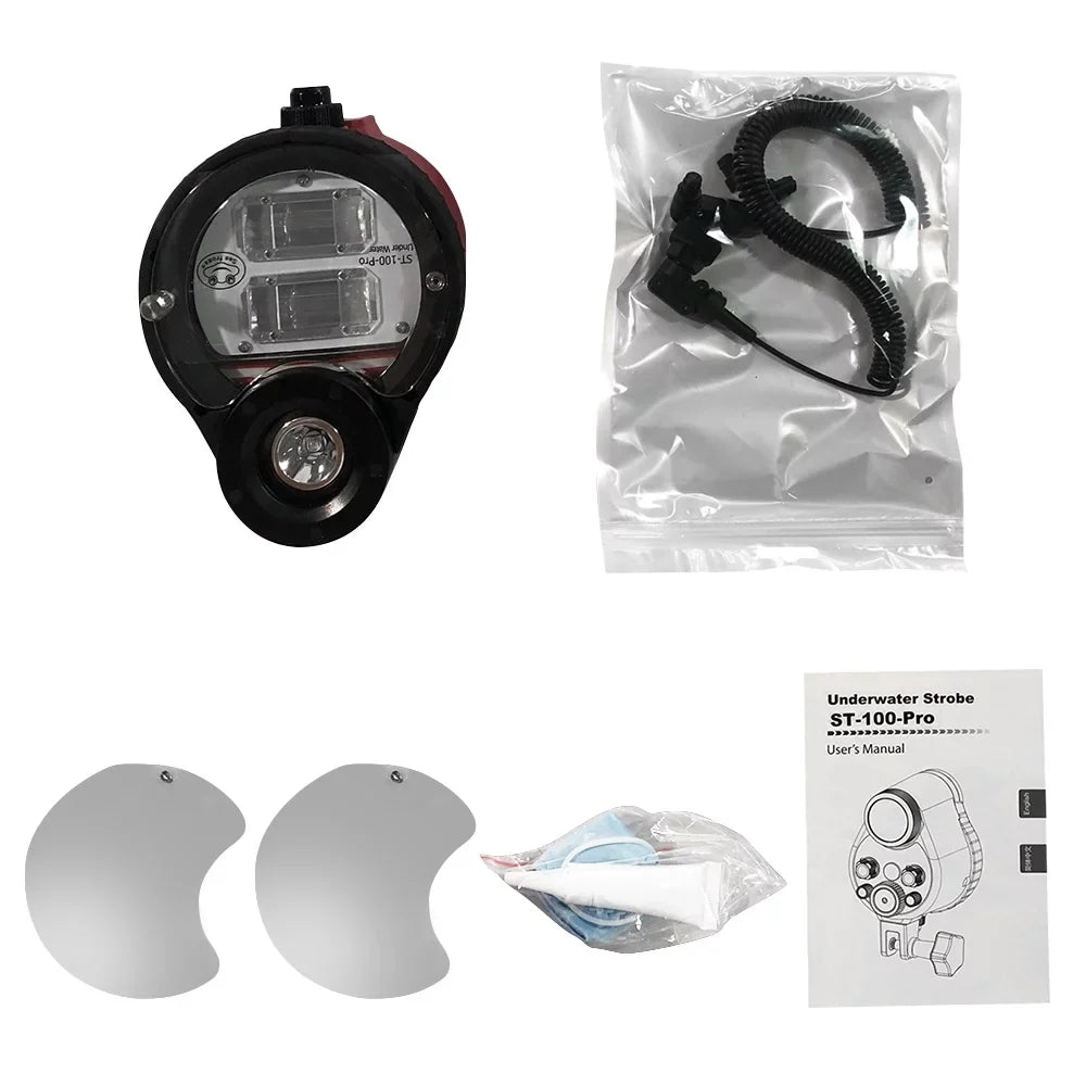 100m328ft 5600K with Optic Cable Housing Diving Case for Underwater Photography. Sea frogs ST-100-Pro Flash Strobe Diving Waterproof Max