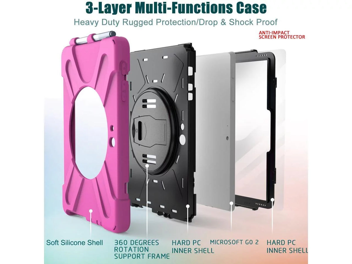Case for  Surface Go 3 10.5 25mm 2021 / Surface Go 2 10.5 25mm 2020 / Surface Go 10 25mm 2018 with with Pen Holder, Shoulder Strap