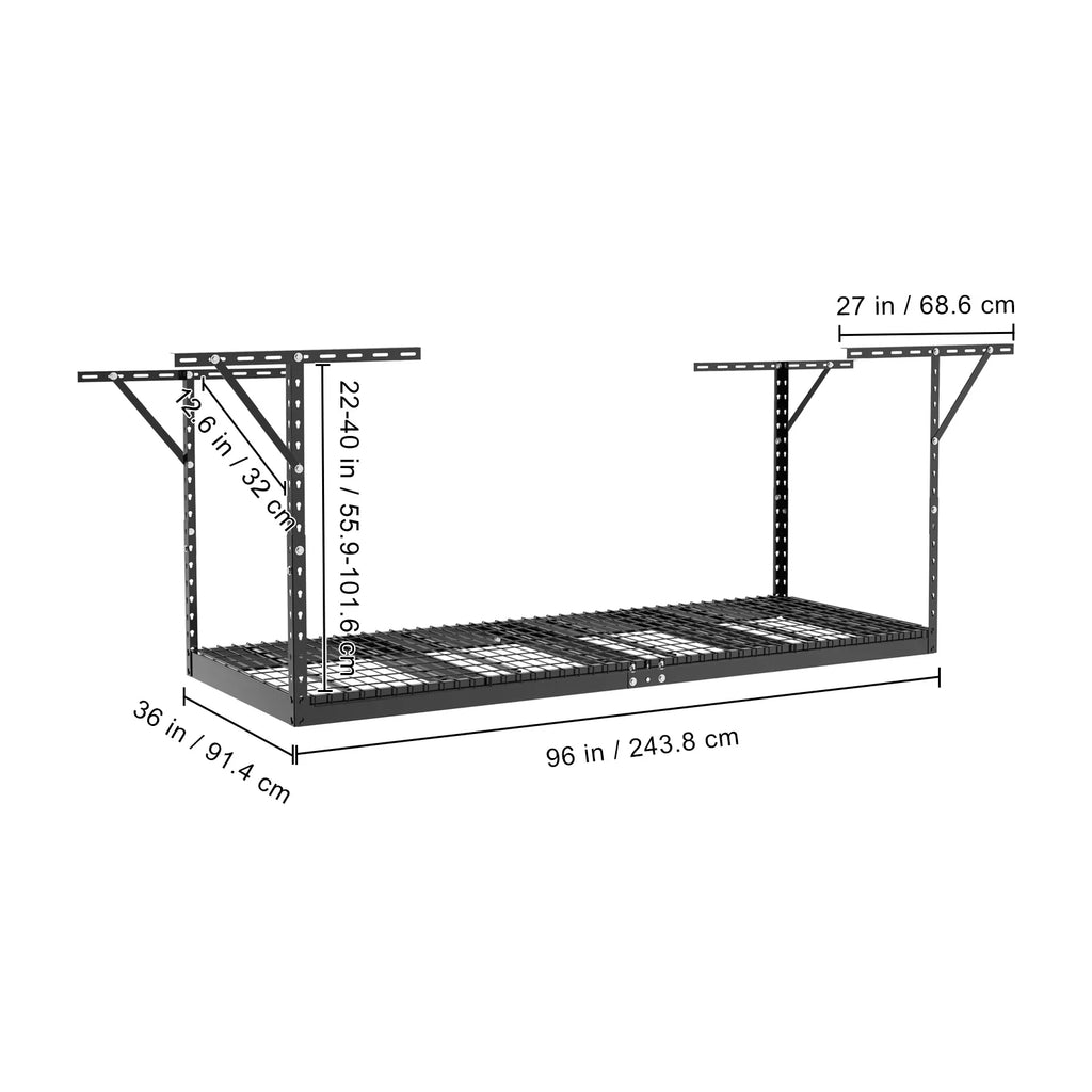 SKYSHALO Overhead Adjustable Garage Storage Stand 36x96in Ceiling Stand 600lb charcoal