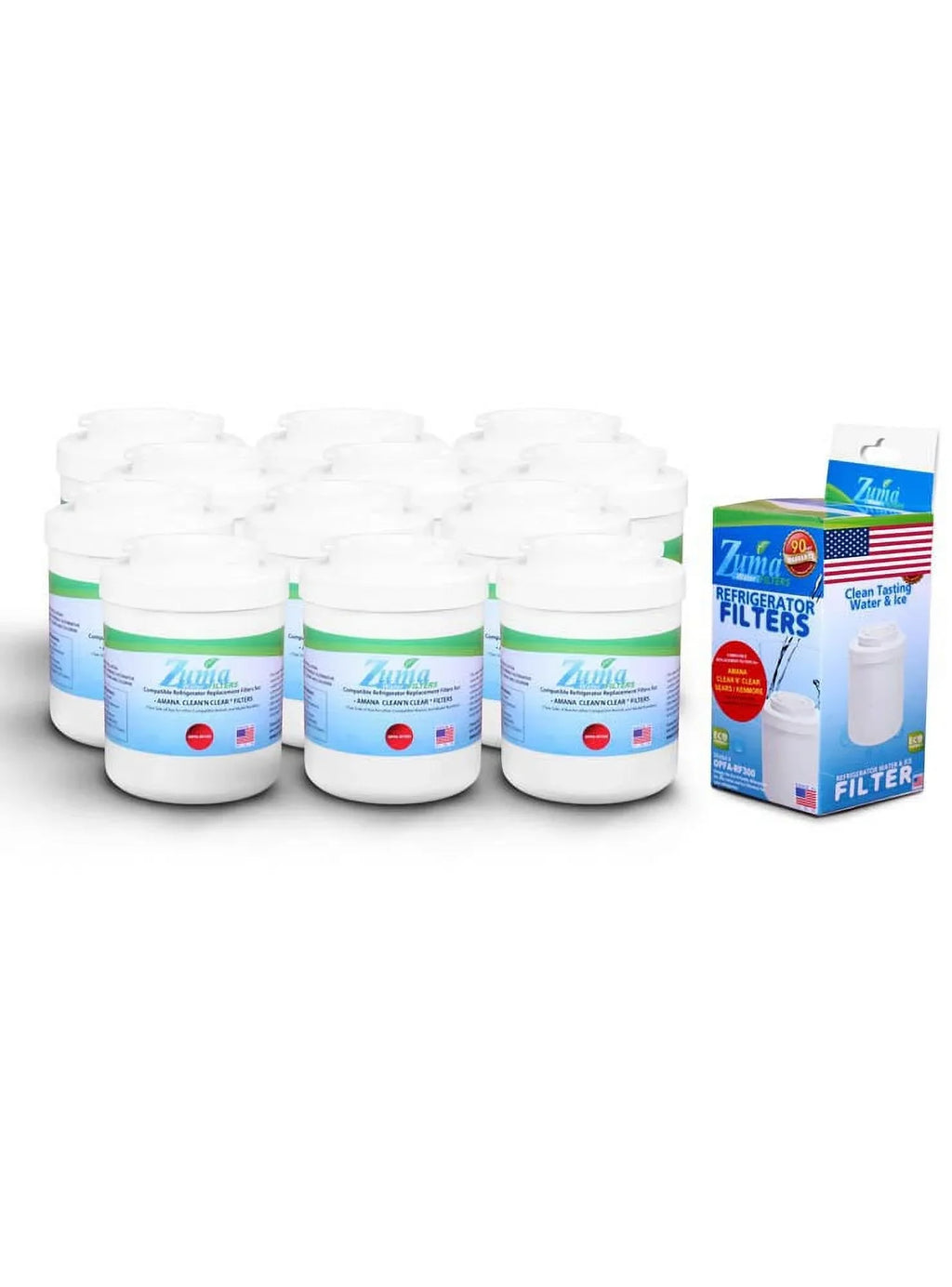 ZUMA Brand , Water and Ice Filter , Model # OPFA-RF300 , Compatible with Amana® 12388403 - 12 Pack - Made in U.S.A.