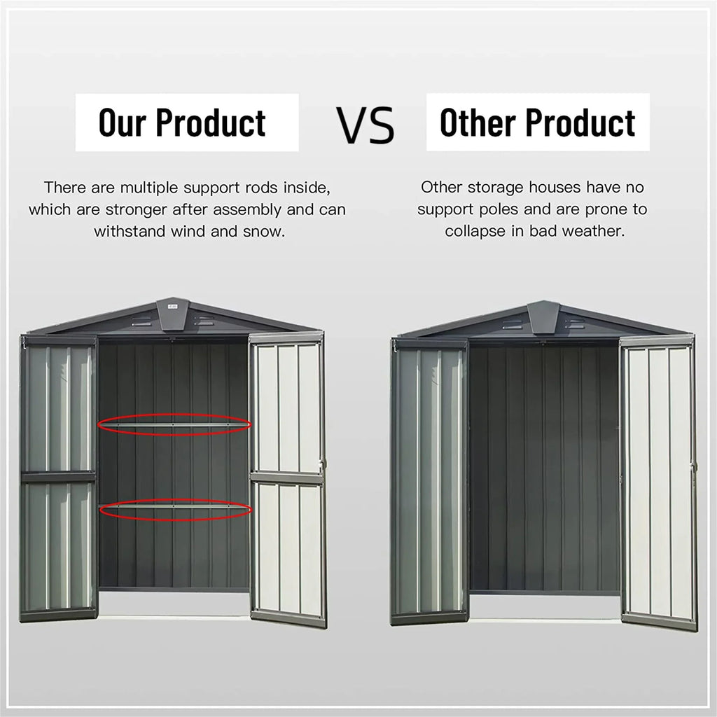 Capri 6.5'x 4.2' Outdoor Storage Shed, Metal Garden Shed for Bike, Trash Can, Tools, Lawn Mowers,Galvanized Steel Outdoor Storage Cabinet with Lockable Door for Backyard, Patio, Lawn, dark