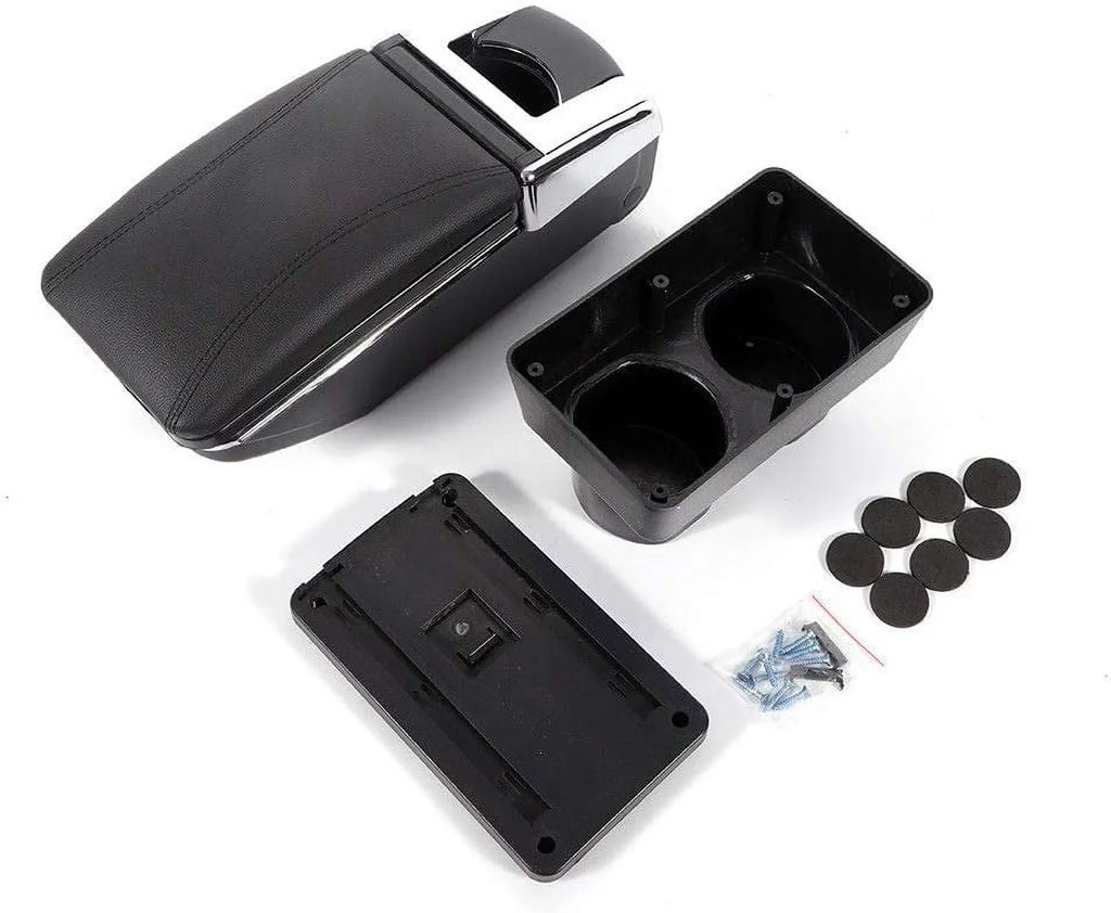 WUZSTAR Automotive Rotatable dark Armrest Console Storage Box Leather Cup Holder Storage Case