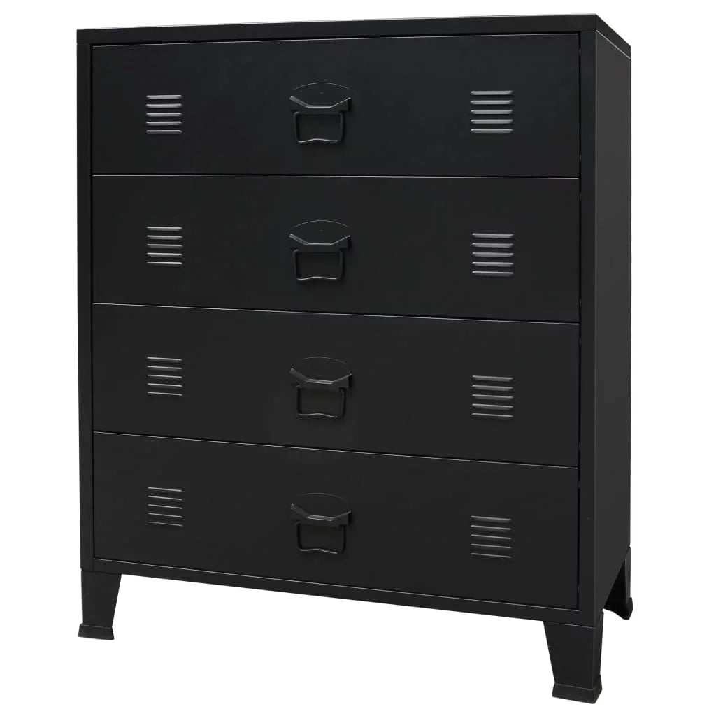 Anself Industrial Style 4 Drawer Dresser Storage Chest with Handles Metal End Side Cabinet Bedroom Living Room Entryway Hallway Furniture Decor 30.7 x 15.7 x 36.6 Inches (W x D x H) charcoal