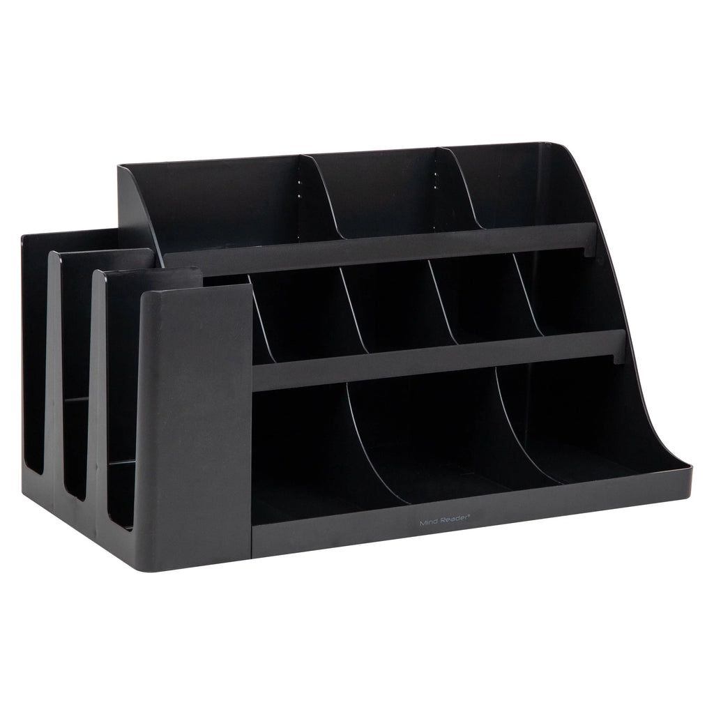 Mind Reader Cup and Condiment Station, Countertop Organizer, Coffee Bar, Kitchen, Stirrers, charcoal