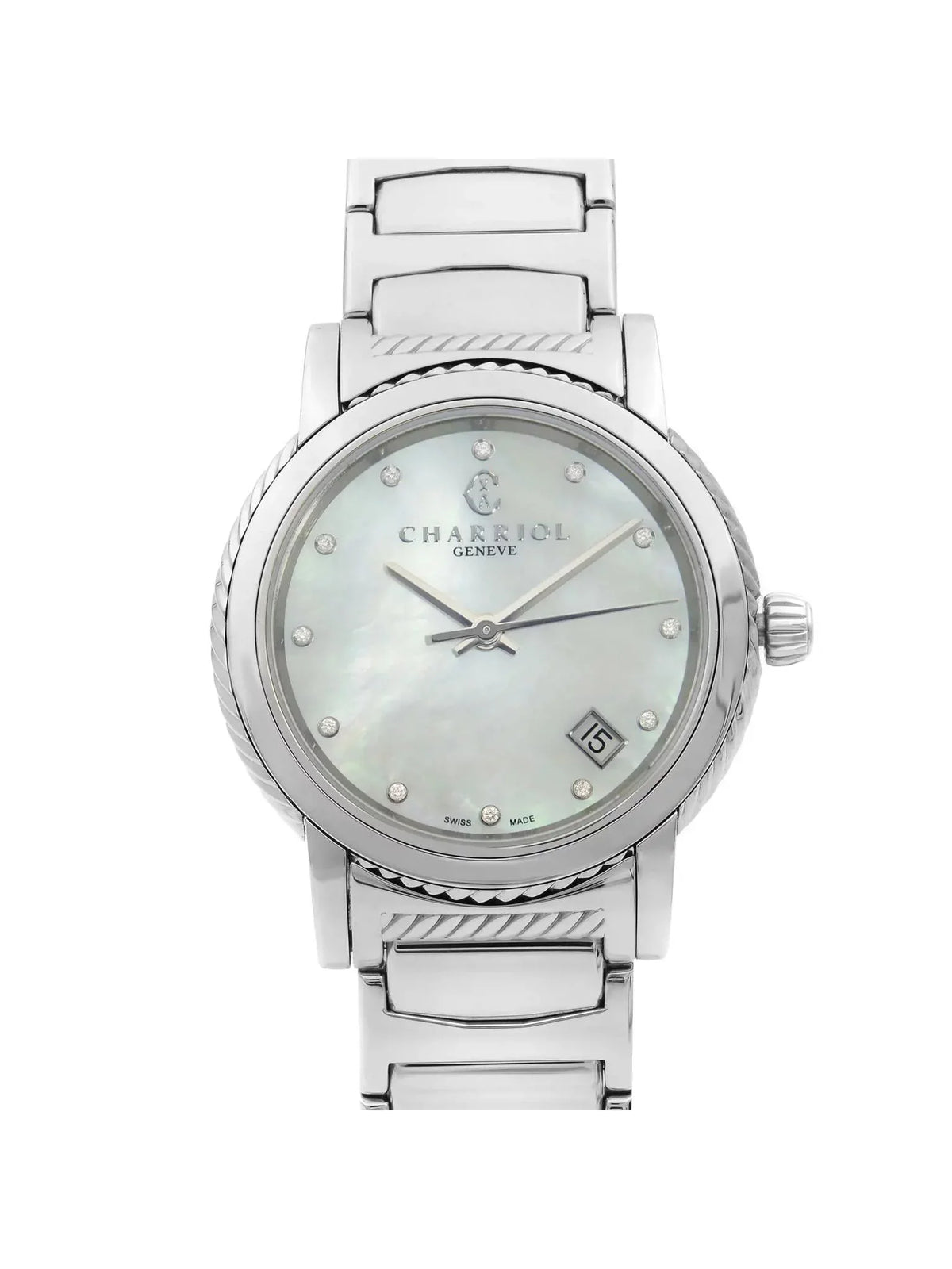 Charriol Parisii Steel Diamond White MOP Dial Quartz Ladies Watch P33S2.920.001