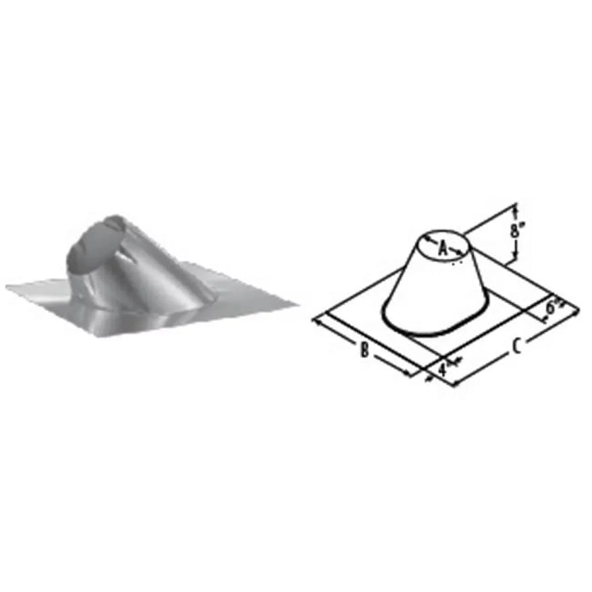 M & G Duravent 12DT-F6 12 25mm  Duratech Flashing  Galvanize  0/12-6/12 Pitch  Storm Collar Not Included