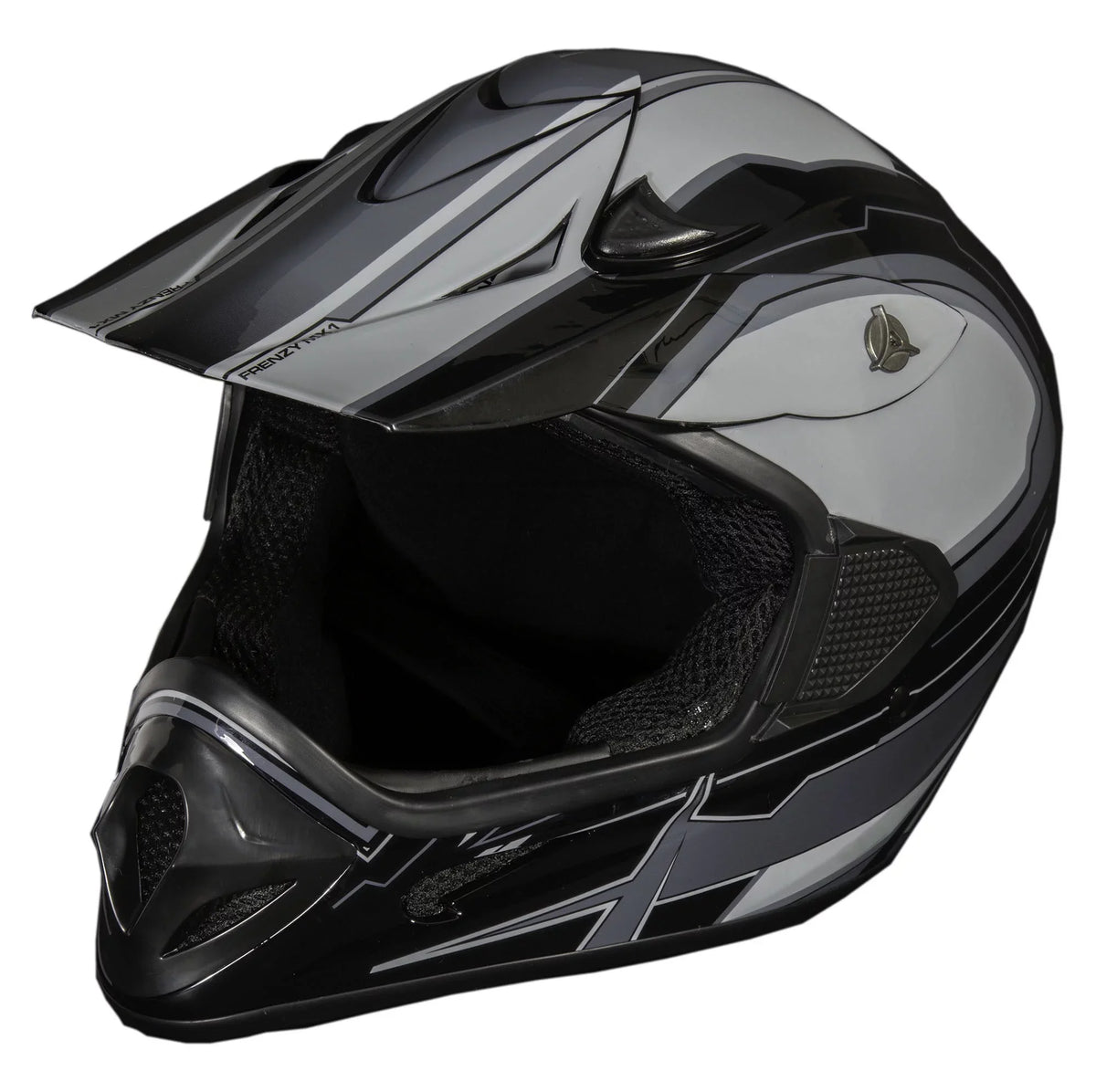 FRENZY Adult MX Helmet, DOT Approved, dark-Grey, XL