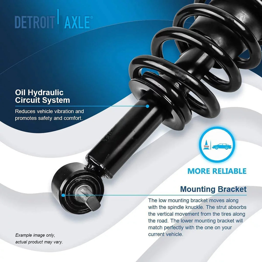 Electronic Susp.] Complete 2 Front Struts w/Coil Spring 2 Rear Shock Absorbers 2008 2009 2010 2011 2012 Replacement. Detroit Axle - Struts Shocks for 2007-2013 GMC Chevy Silverado Sierra 1500 [Exc