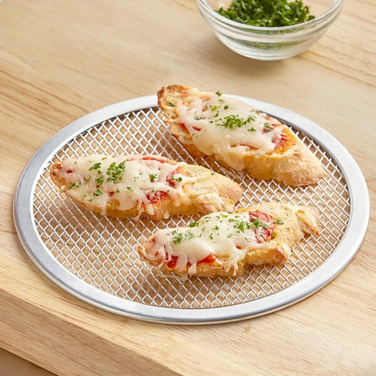 TrueCraftware- Set of 2 Aluminum 8” Pizza Baking Screen Seamless Rim- Bakeware Pizza Screen Round Pizza Pan Tray Round Baking Tray for Home Kitchen Pizzeria & Restaurants