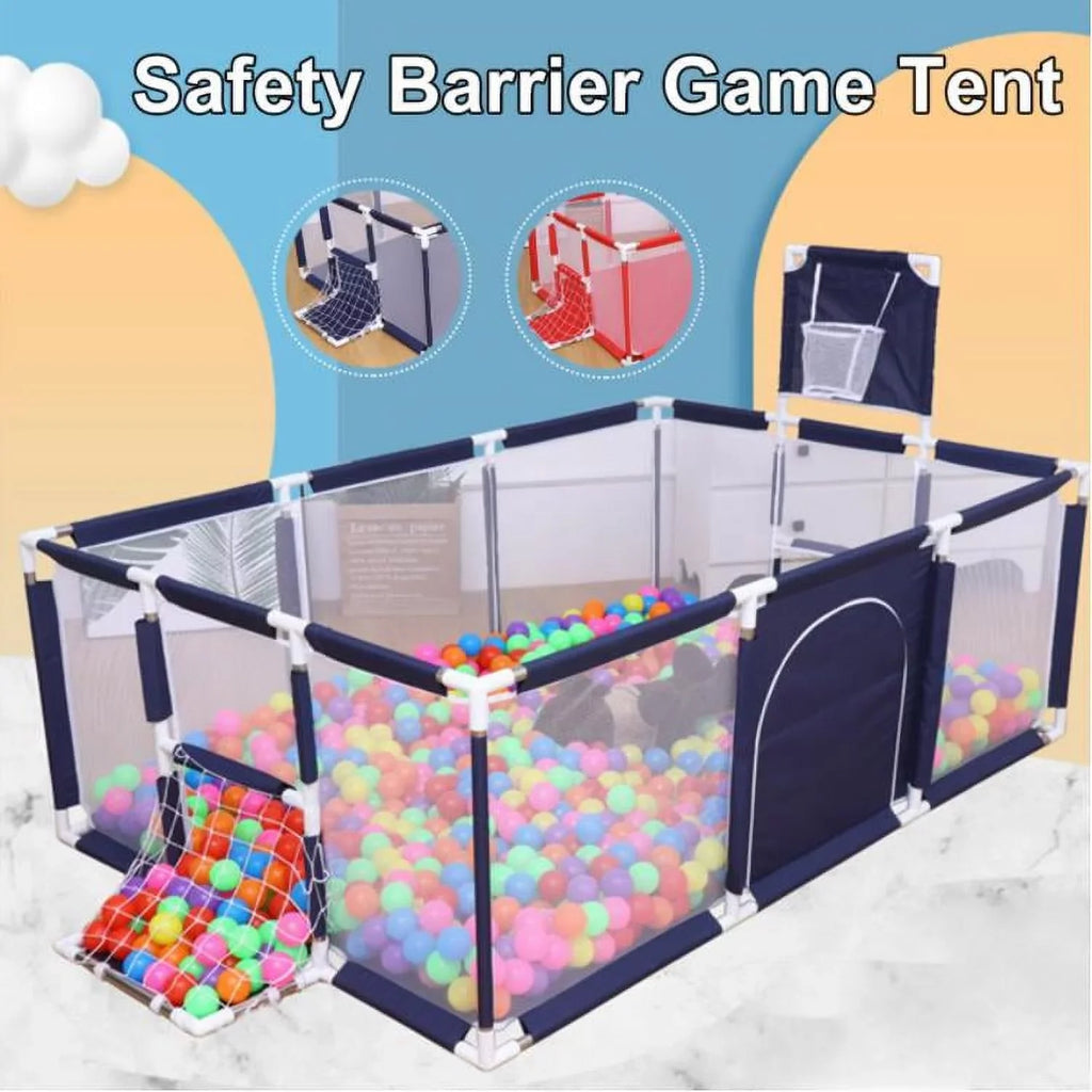91 1 inch Large Kid Baby Playpen Playard With Basketball Hoop,Folding Breathable Mesh Infant Children Play Game Fence for Indoors Outdoors Home