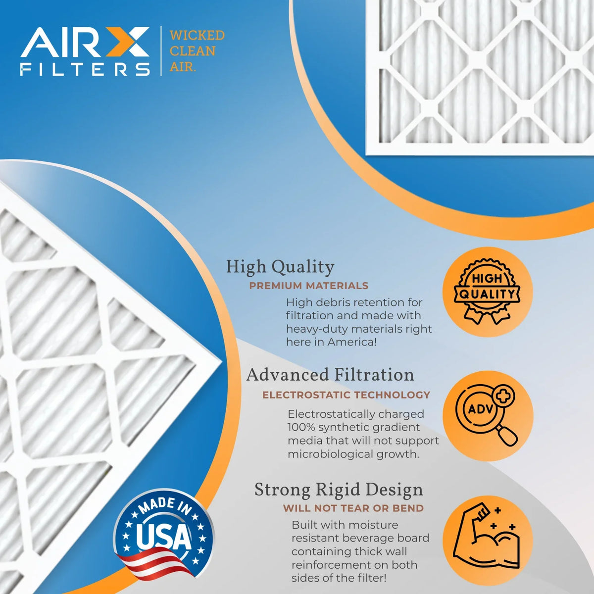 18x18x1 Air Filter MERV 8 Comparable to MPR 700 & FPR 5 Electrostatic Pleated Air Conditioner Filter 6 Pack HVAC AC Premium USA Made 18x18x1 Furnace Filters by AIRX FILTERS WICKED CLEAN AIR.