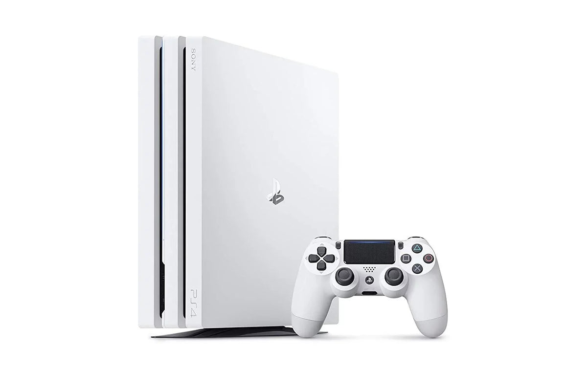 PlayStation 4 Pro 1TB Gaming Console White with Charging Dock HDMI Cable Bolt Axtion Used