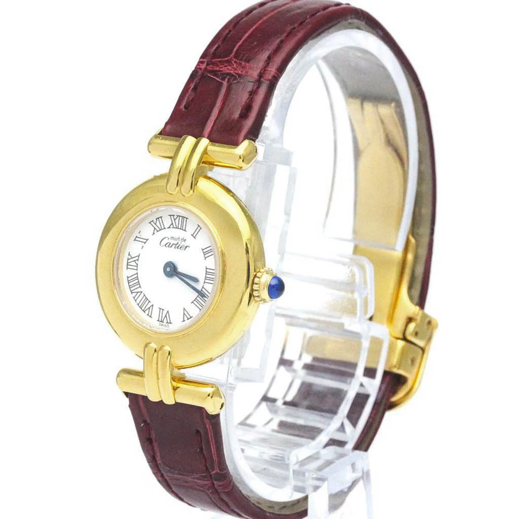 Pre-Owned CARTIER Must Colisee Gold Plated Leather Quartz Ladies Watch BF568960 (Good)