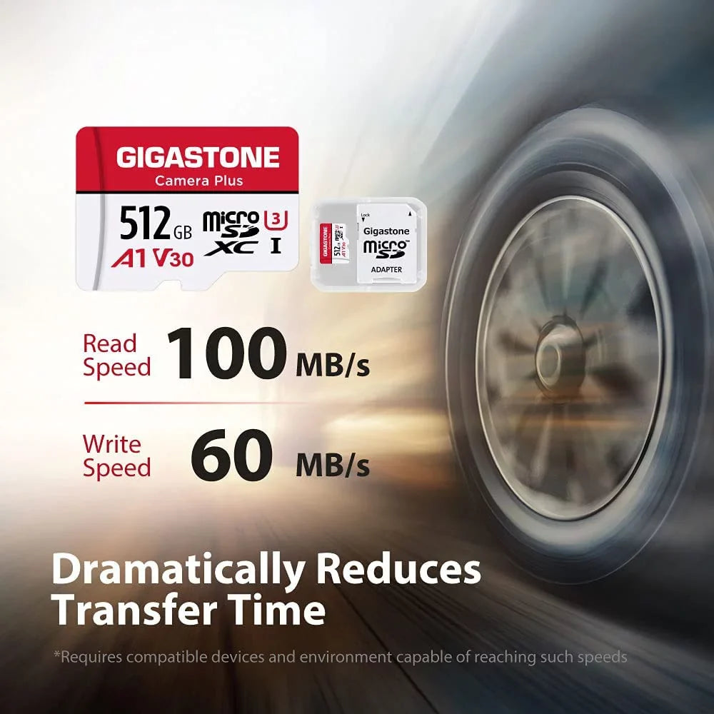 Gigastone 512GB Camera Plus Micro SD memory Card 100MB/s, Full HD Video, U1 Class 10 compatible with Nintendo Switch Dash Cams GoPro Camera    Drone