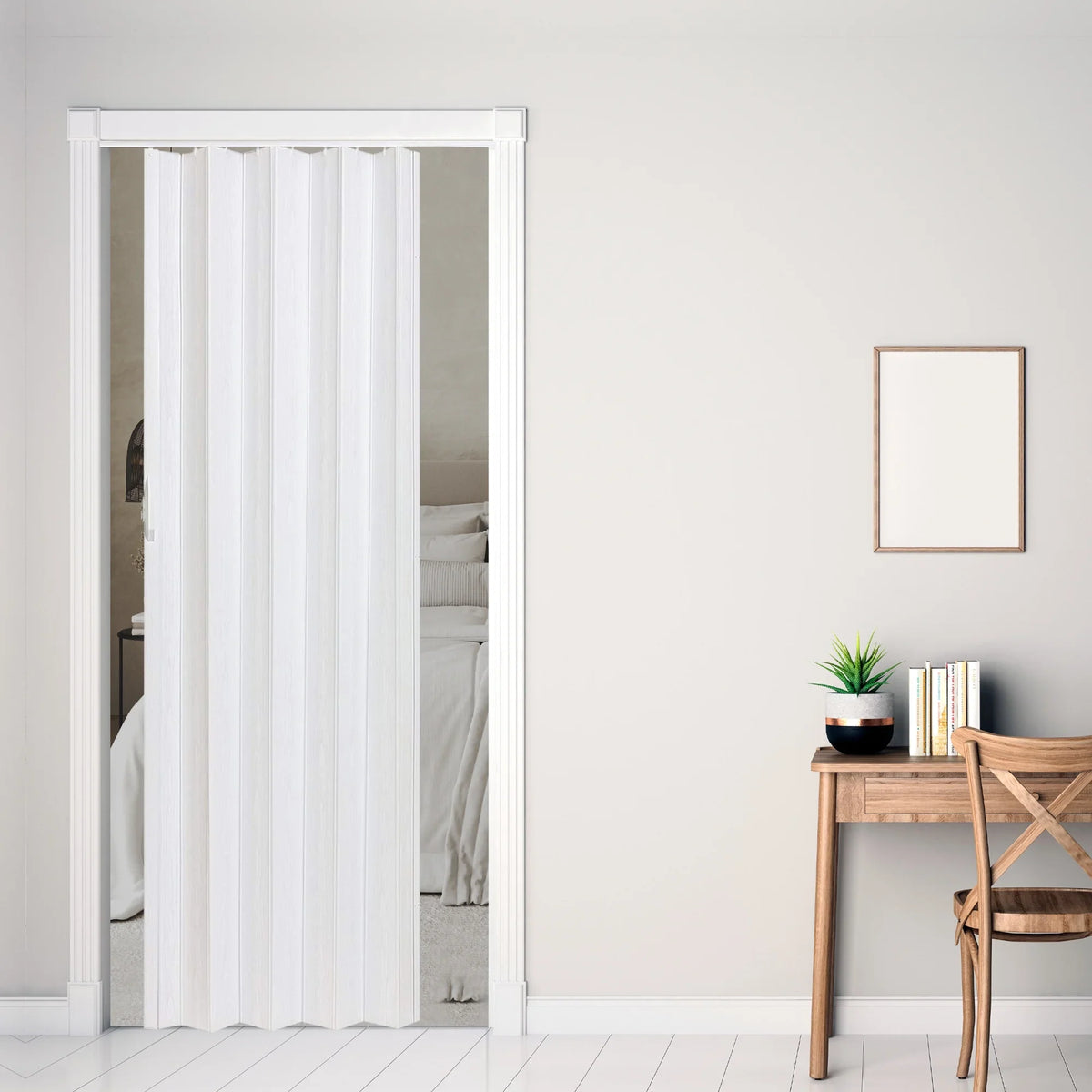 LTL Home Products Via 36" x 80" Vinyl Hinged Single Folding Door, White