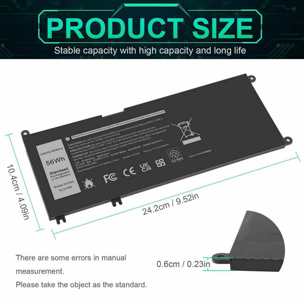 Laptop Battery for  Latitude 13 3000 3380 15 3580 3590 081PF3 P30E 451-BCDM