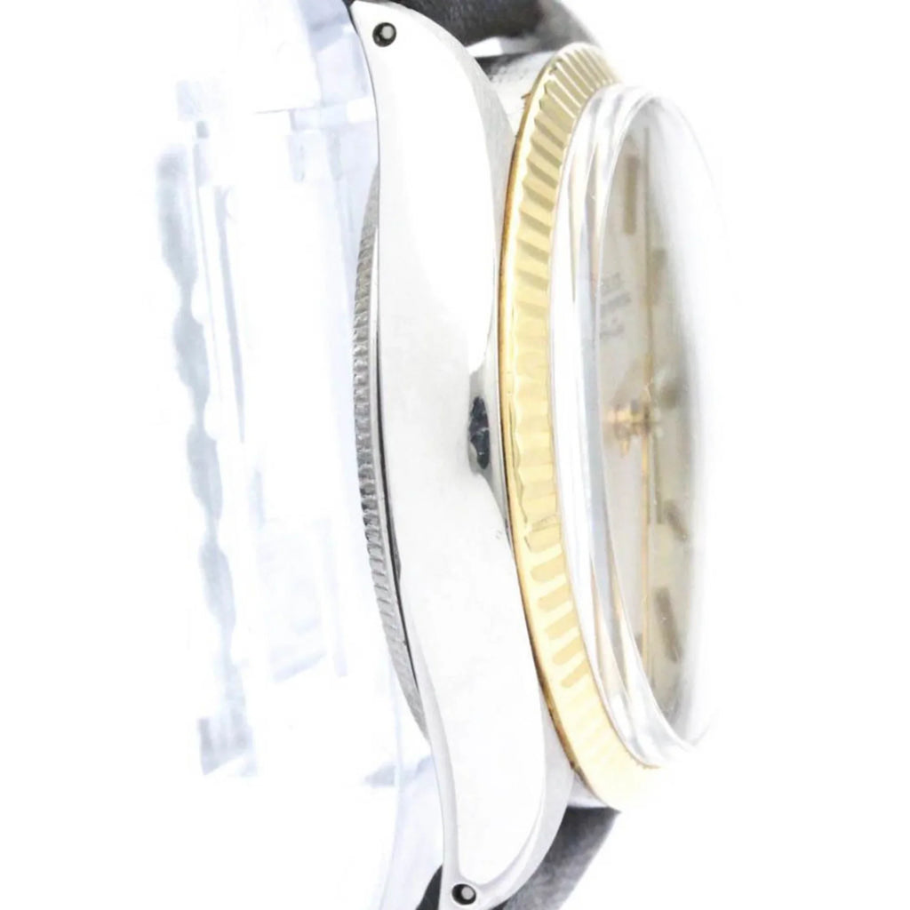 Authenticated Used Vintage ROLEX Oyster Perpetual Airking Steel 18K Yellow Gold Mens Watch BF560275