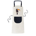 Ramphastos Toco Bird Tropical Apron Adjustable Bib Cotton Linen BBQ Kitchen Pocket Pinafore