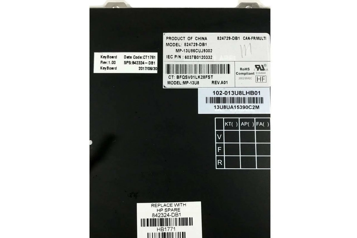 Pre-Owned  EliteBook Folio 1020 G1 Silver Backlit Laptop Keyboard 804214-001 Grade A - Like New