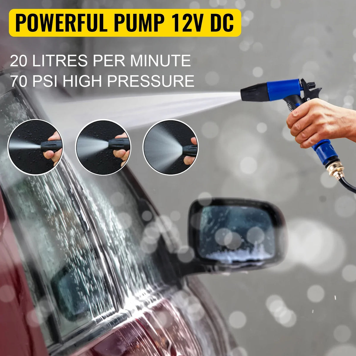 BENTISM RV Water Pump 5.3 GPM 5.5 Gallons Per Minute 12V Water Pump Automatic 70 PSI Diaphragm Pump with 25 Foot Coiled Hose Washdown Pumps for Boats Caravan Rv Marine Yacht