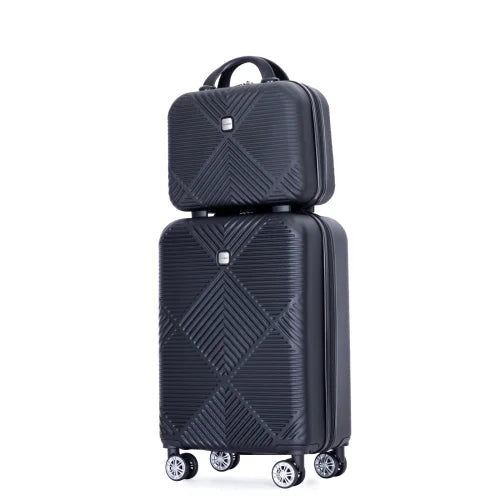 Zateety 2Piece Luggage Sets ABS Lightweight Suitcase , Spinner Wheels, ebony