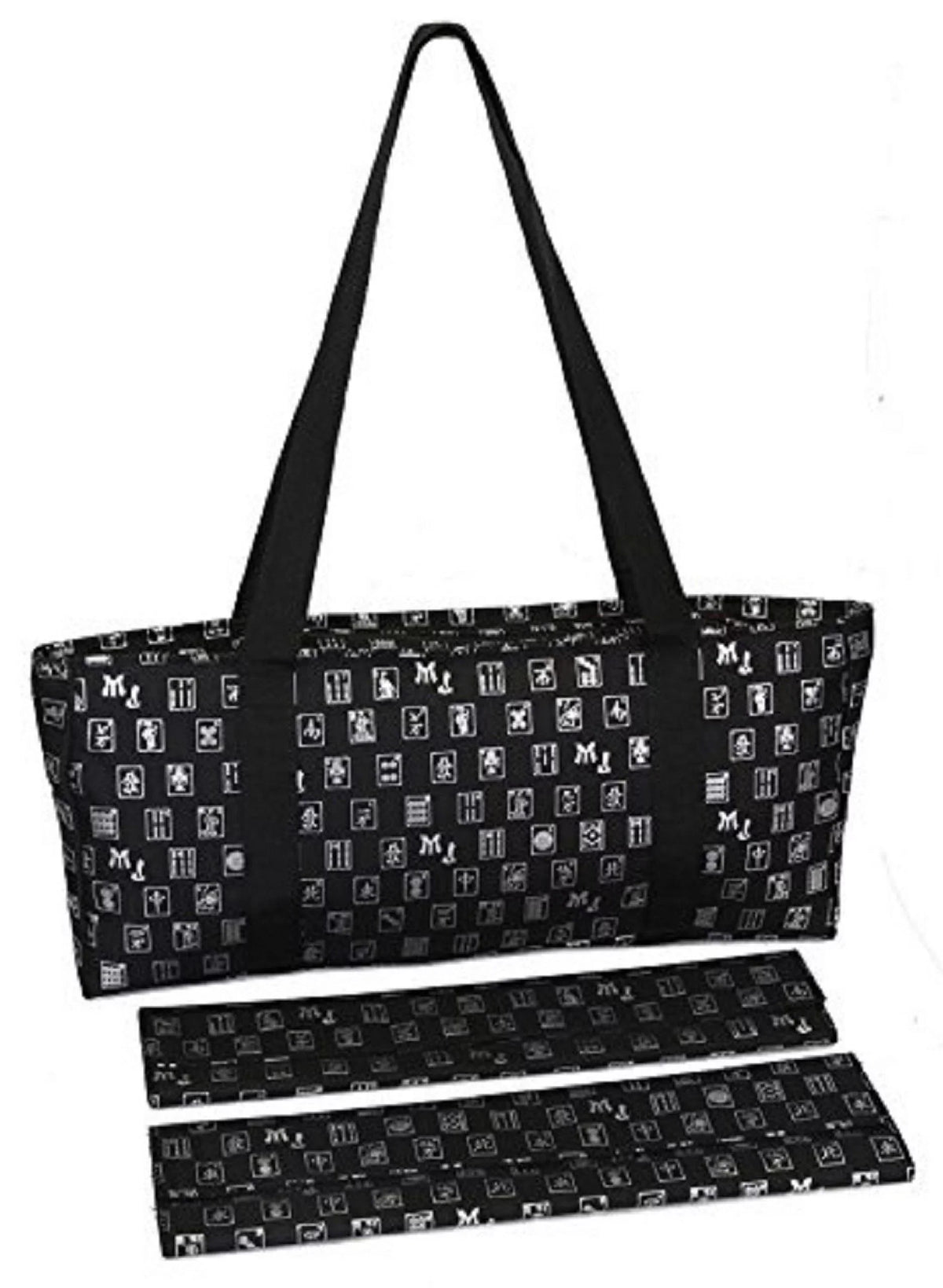 Mah Jongg Direct charcoal & Silver MJ Designer Logo Soft Replacement Case, includes two matching wraps and a bonus bag, (Replacement Soft Case Only - tiles, trays, racks and pushers not included)