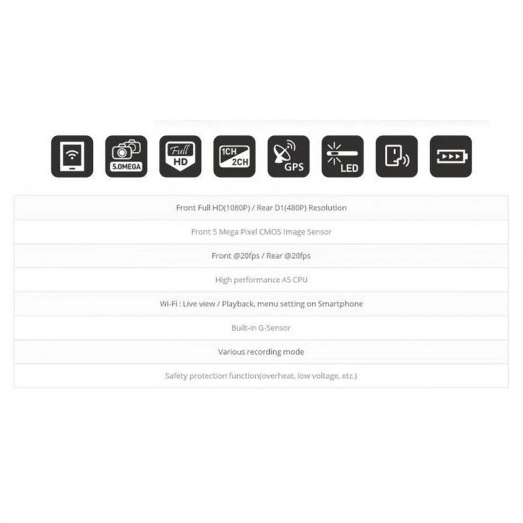 WinyTech 1080P Wi-Fi Car charcoal box dash cam HD wide Angle Dual cameras (Smart Phone not Included)