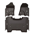 3W Floor Mats for Dodge Ram 2019 2020 (NOT for Storage Under Rear Seat) - Full Set All Weather Ram 1500 Crew Cab Carpet with Non-Toxic TPE 1st & 2nd Row for Bucket Seating, charcoal